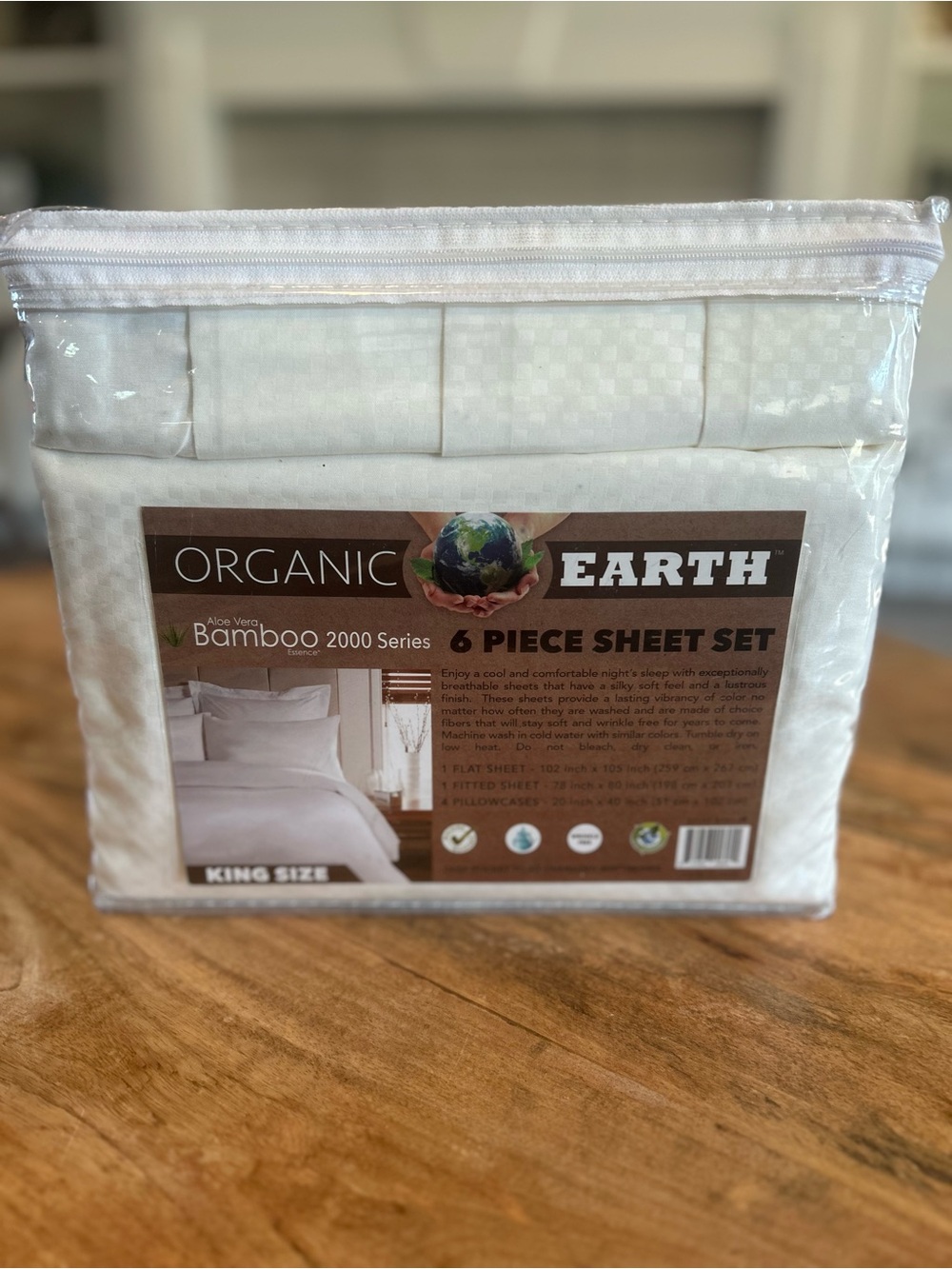 Earth Organic Aloe Vera Bamboo 2000 Series KING SIZE 6-Piece Sheet Set - CREAM